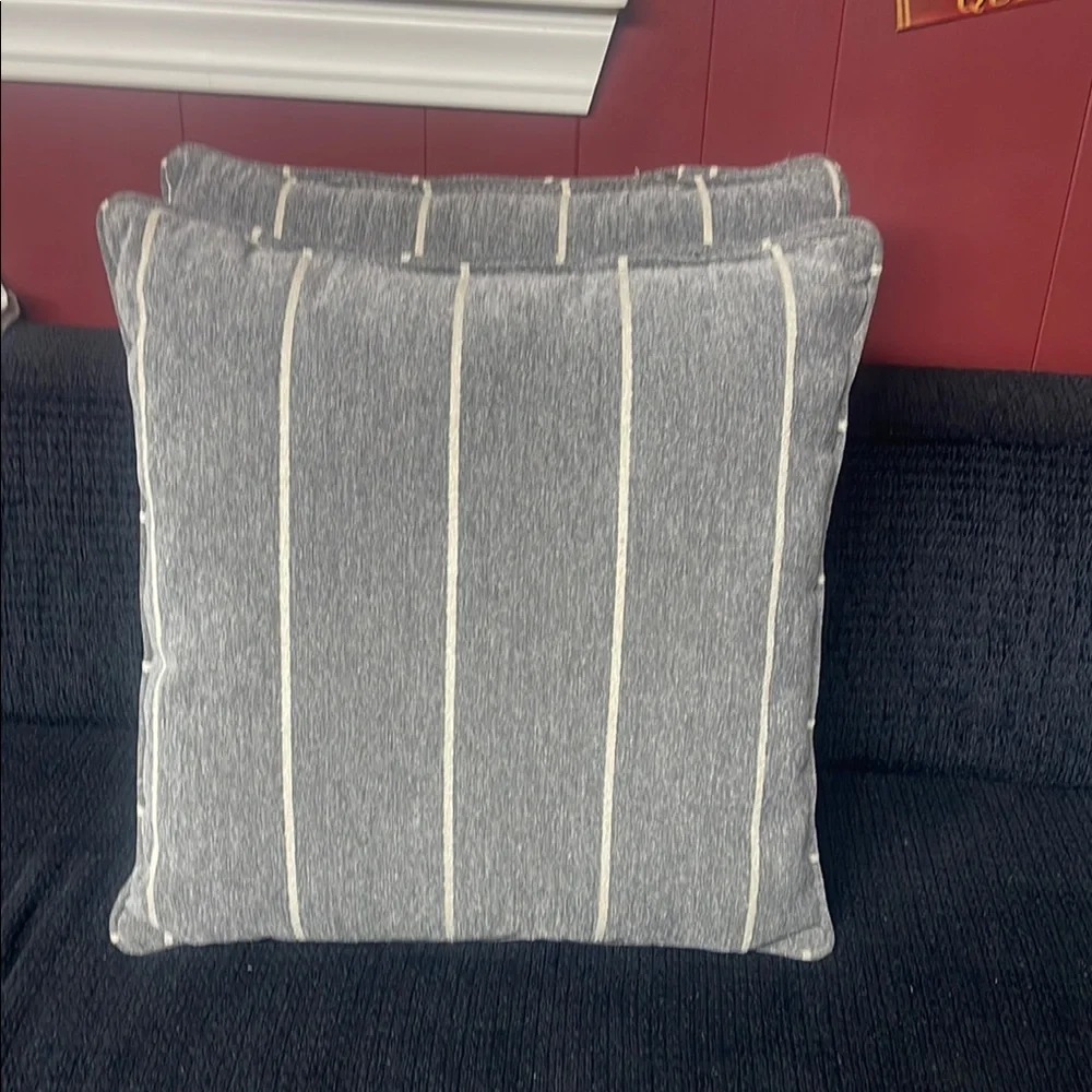Gray Striped Accent Pillows Set